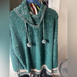 green fuzzy hoodie sweater
